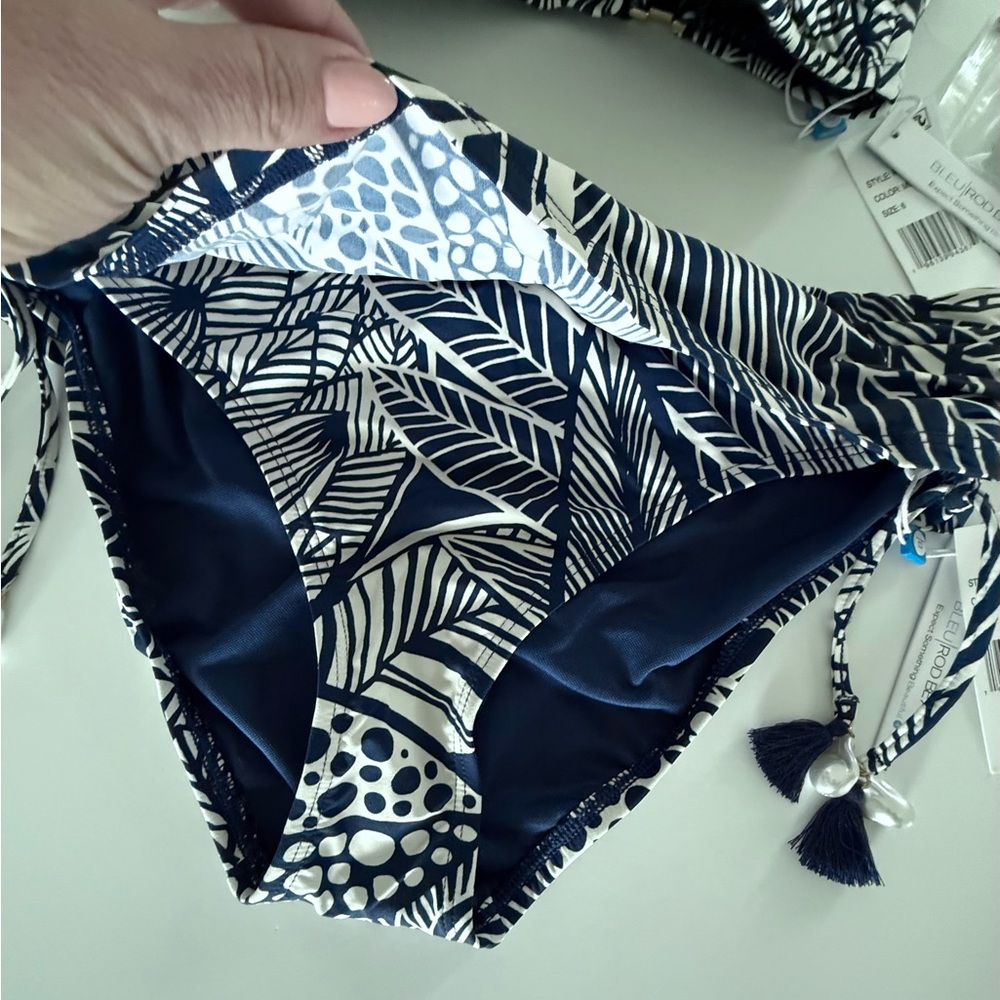 Bleu Rod Beattie Midnight Blue and White Leaf Print Bikini Set - Picture 7 of 8